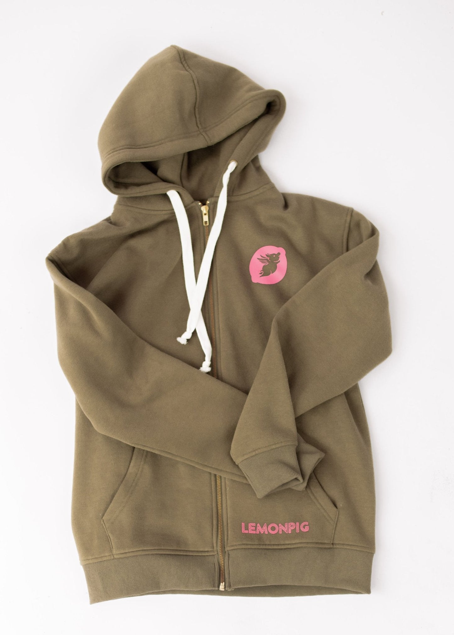 LemonPig Logo Hoodie - Full Zip Hooded Sweatshirt - LemonPigStore - Hooded sweatshirt jacket - LP-hoodXS-OLV-015 - LemonPig