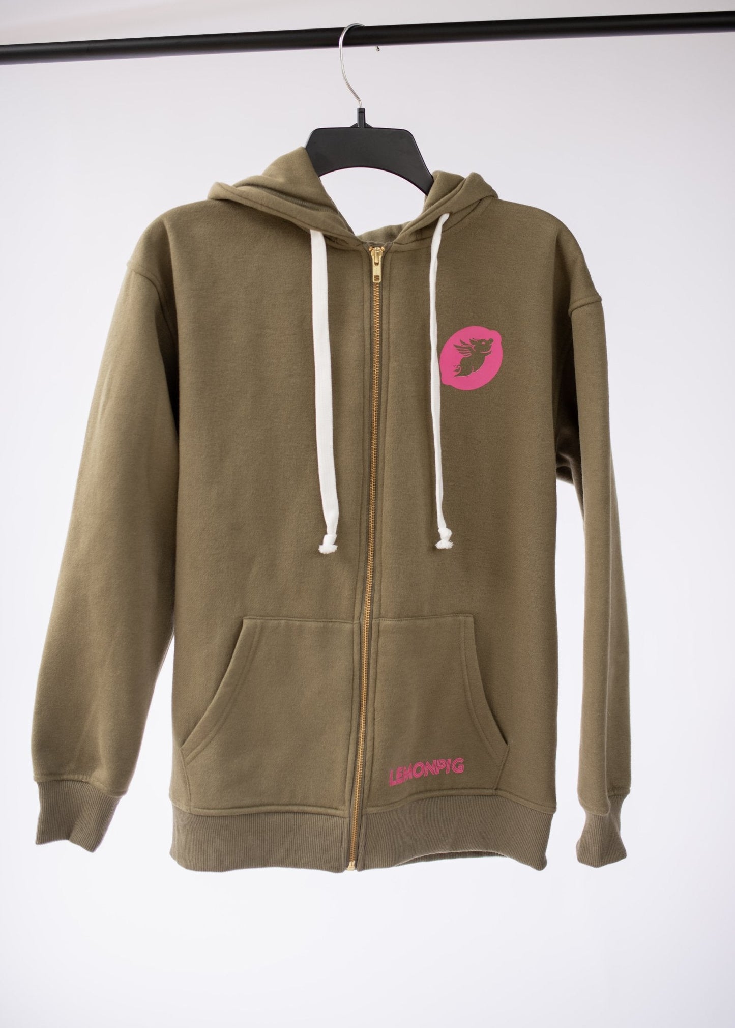 LemonPig Logo Hoodie - Full Zip Hooded Sweatshirt - LemonPigStore - Hooded sweatshirt jacket - LP-hoodXS-OLV-015 - LemonPig