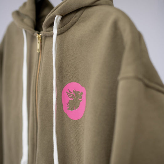 LemonPig Logo Hoodie - Full Zip Hooded Sweatshirt - LemonPigStore - Hooded sweatshirt jacket - LP-hoodXS-OLV-015 - LemonPig